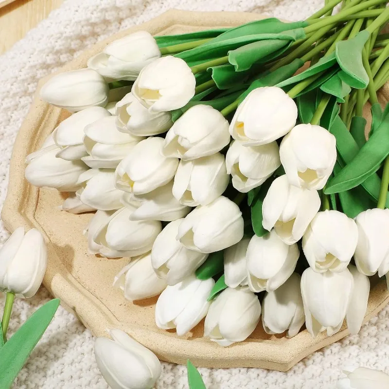 White Artificial Tulip Bouquet for Decor 5 White Artificial Tulip Bouquet for Decor - Image 5