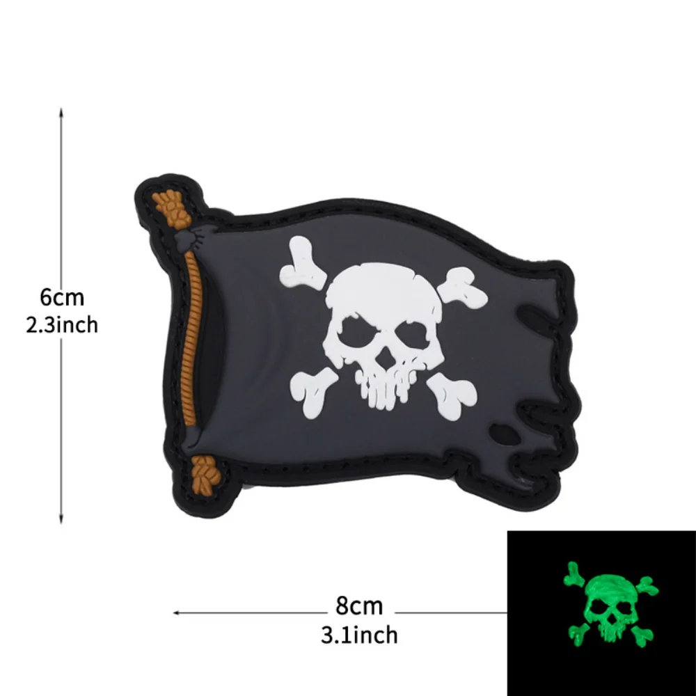 Rugged Glow-in-Dark Pirate Skull Patch 3 Rugged Glow-in-Dark Pirate Skull Patch - Image 3