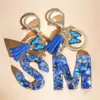 Blue Resin "S" Keychain with Gold Flakes