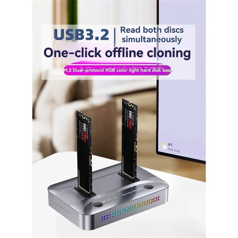 Dual-Bay M.2 RGB SSD Docking Station 3 Dual-Bay M.2 RGB SSD Docking Station - Image 3