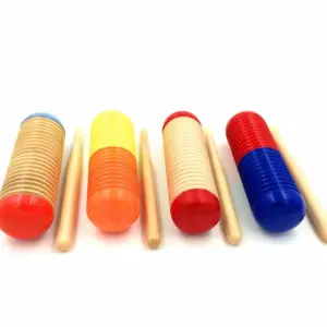 Wooden Kids' Guiro Rhythm Toy with Mallets