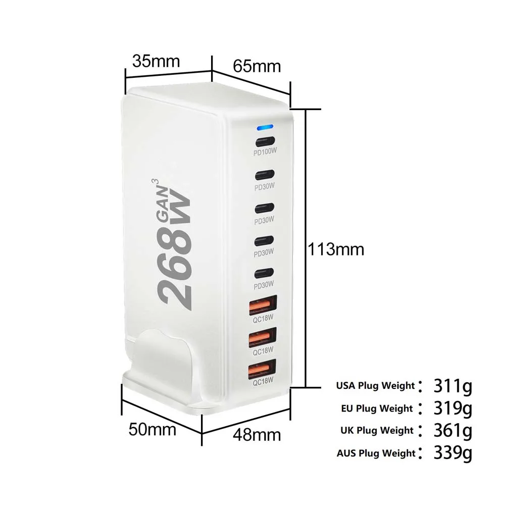 Desktop GaN Fast Charger 268W/240W with Multiple USB Ports 6 Desktop GaN Fast Charger 268W/240W with Multiple USB Ports - Image 6