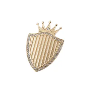 Gentleman Crown Shield Chain Brooch