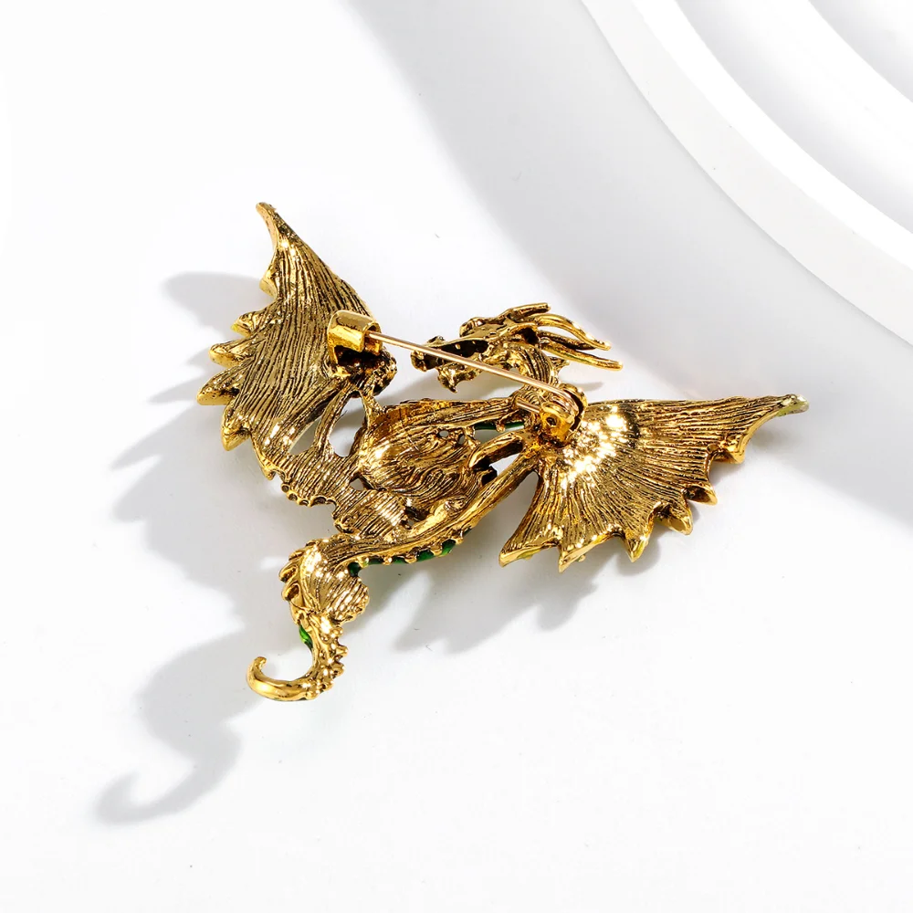 Fantasy Dragon Brooch with Gem Accents 4 Fantasy Dragon Brooch with Gem Accents - Image 4