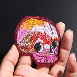 Volcano Skeleton Embroidered Patch 6.5 x 6.1 cm