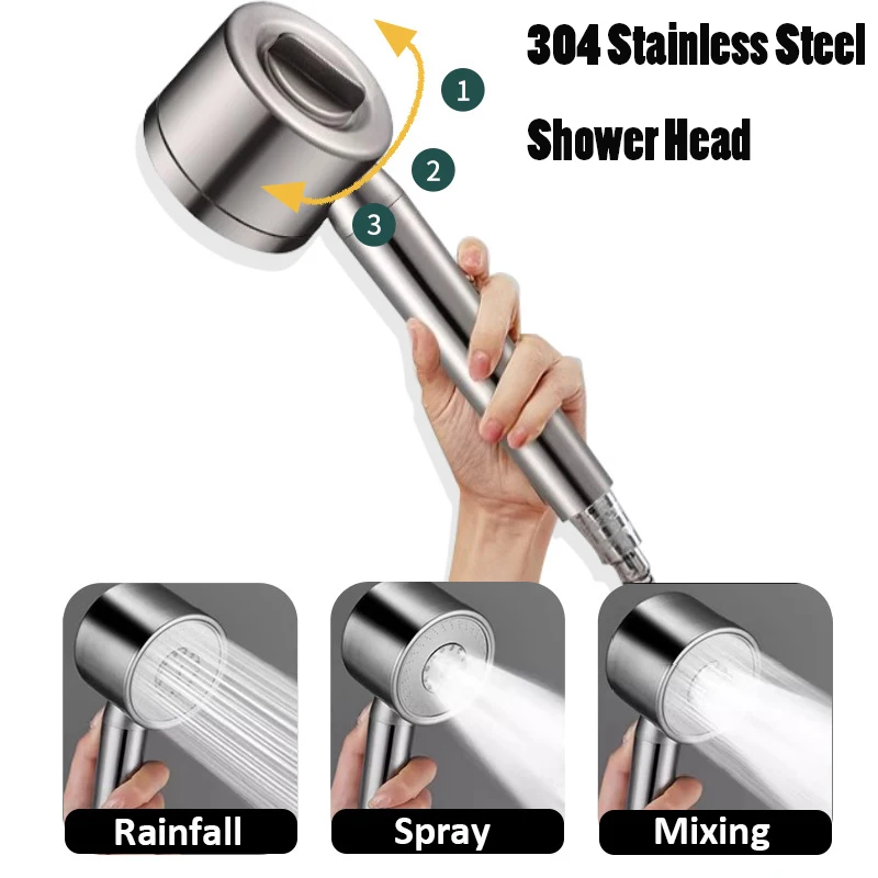 Sleek Stainless Steel Shower Head with 3 Modes 3 Sleek Stainless Steel Shower Head with 3 Modes - Image 3