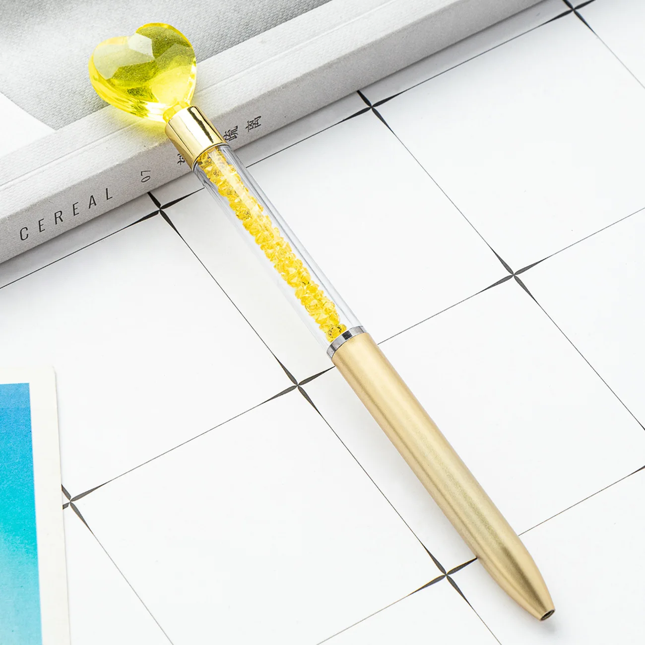 Colorful Love Heart Crystal Ballpoint Pens Set 6 Colorful Love Heart Crystal Ballpoint Pens Set - Image 6