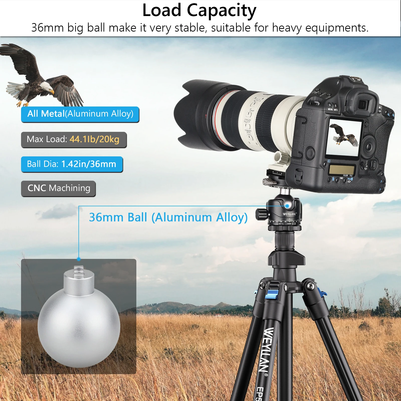 WEYLLAN EH36R Tripod Head for Precision Photography 2 WEYLLAN EH36R Tripod Head for Precision Photography - Image 2