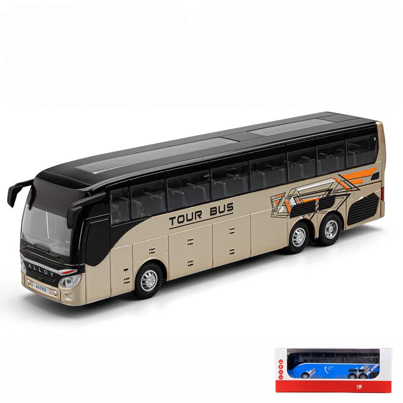 Gold-tone Alloy Diecast Tour Bus Model 8 Gold-tone Alloy Diecast Tour Bus Model - Image 8