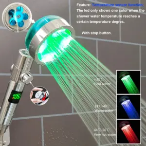 LED Shower Head with Digital Temp Display 19 S50a309297e794dffaf1b9f64d885bd62W