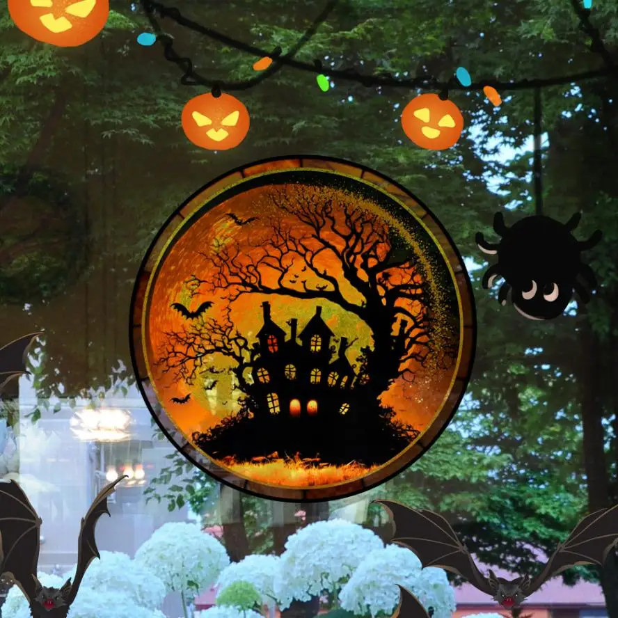 Halloween Stained-Glass Window Sticker 10" 6 Halloween Stained-Glass Window Sticker 10" - Image 6