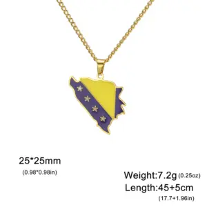 Stainless Steel Bosnia Map Pendant Necklace 13 S50dac51a33a94fa7975f746ca72c64b0b