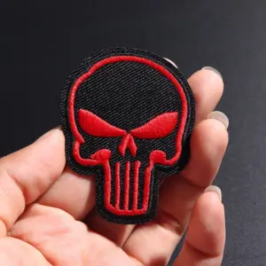 Punk Red Skull Iron-On Embroidered Patch