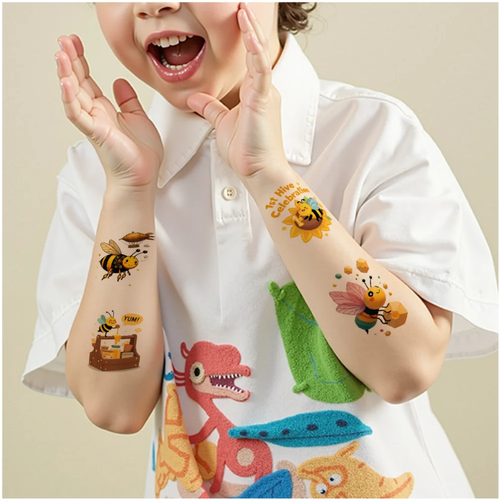 Bee Cartoon Tattoo Stickers Set for Adults 5 Bee Cartoon Tattoo Stickers Set for Adults - Image 5