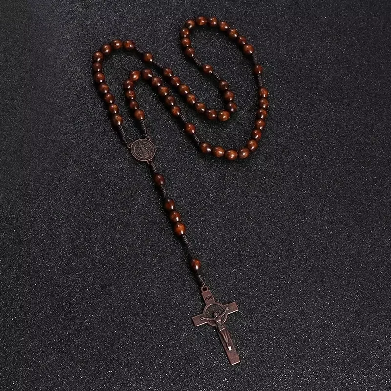 Handcrafted Rosary Necklace with Wooden Beads 4 Handcrafted Rosary Necklace with Wooden Beads - Image 4