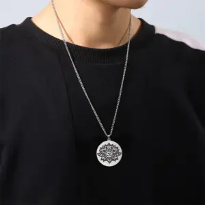 Stainless Steel Om Lotus Pendant Necklace 14 S51a8634c9bf94987afd20a0dc45df8dfG