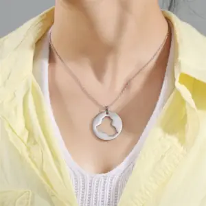 Stainless Steel Iraq Map Pendant Necklace 14 S51b92c68efa64da5947f1a269ef3ef4aG