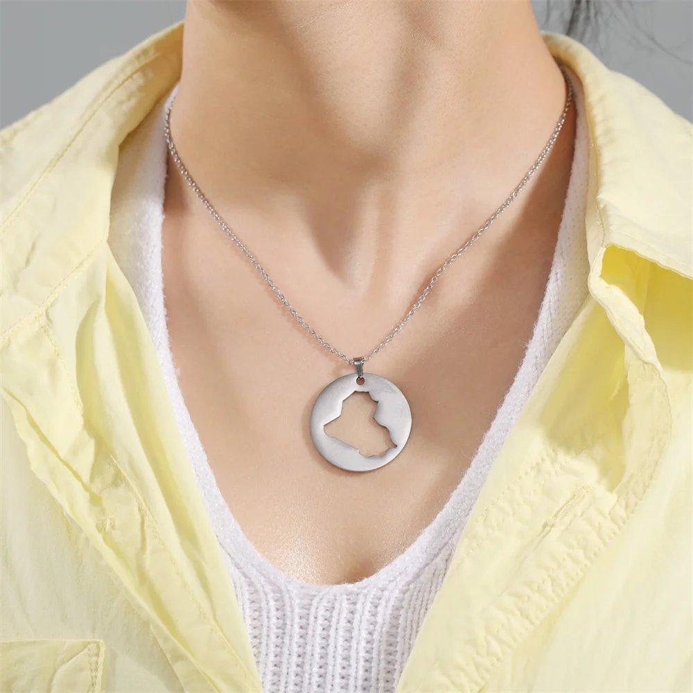 Stainless Steel Iraq Map Pendant Necklace 5 Stainless Steel Iraq Map Pendant Necklace - Image 5