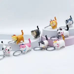 Colorful Cartoon Cat Keychain for Bags and Keys