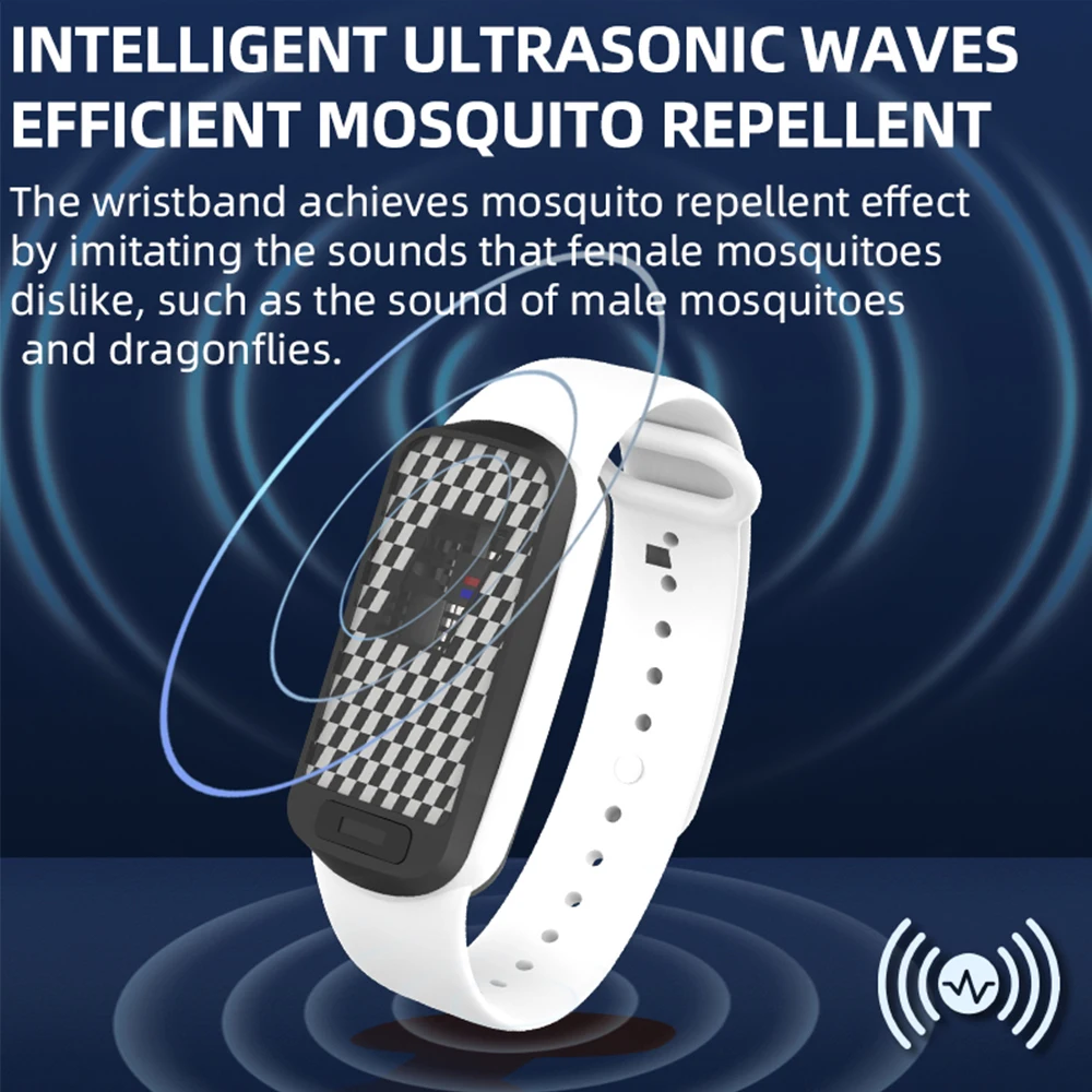 Ultrasonic Mosquito Prevention Bracelet Black & White 3 Ultrasonic Mosquito Prevention Bracelet Black & White - Image 3