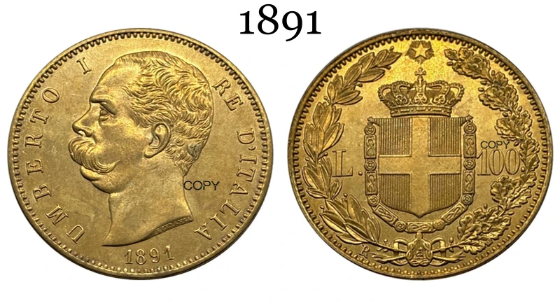 Italy 1891 Umberto I Vintage Medal Replica 5 Italy 1891 Umberto I Vintage Medal Replica - Image 5