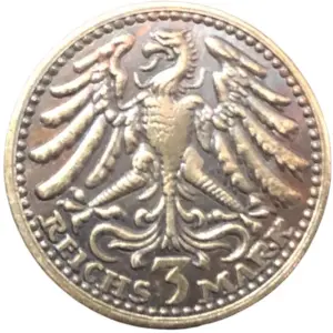 German 3 REICHS Mark Replica Coin, 21.6mm