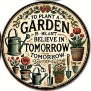 Vintage Floral Garden Plaque 8-inch Aluminum Decor 18 S53cea24579604ec19f996362a020e05d4