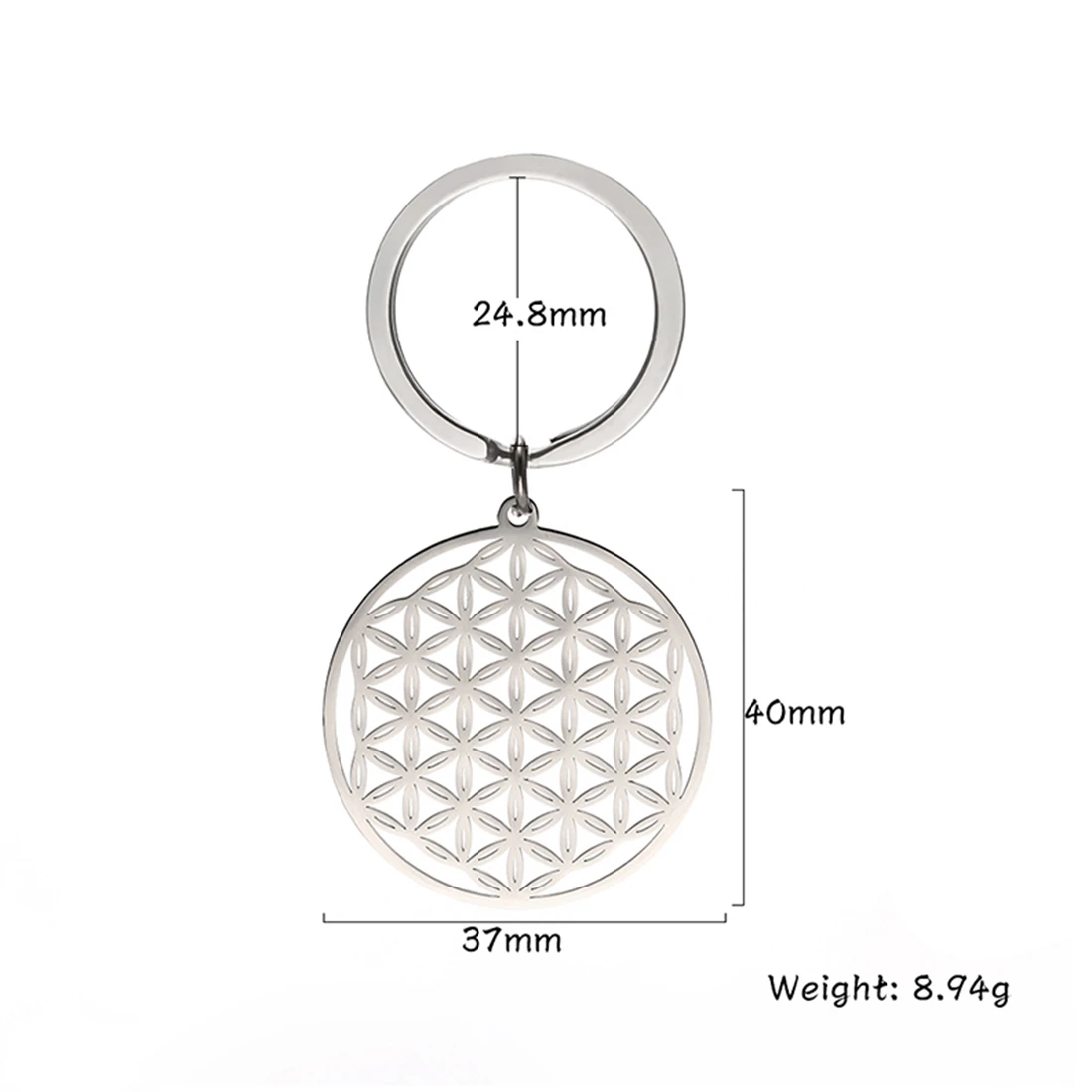 Stainless Steel Flower of Life Keychain 8 Stainless Steel Flower of Life Keychain - Image 8