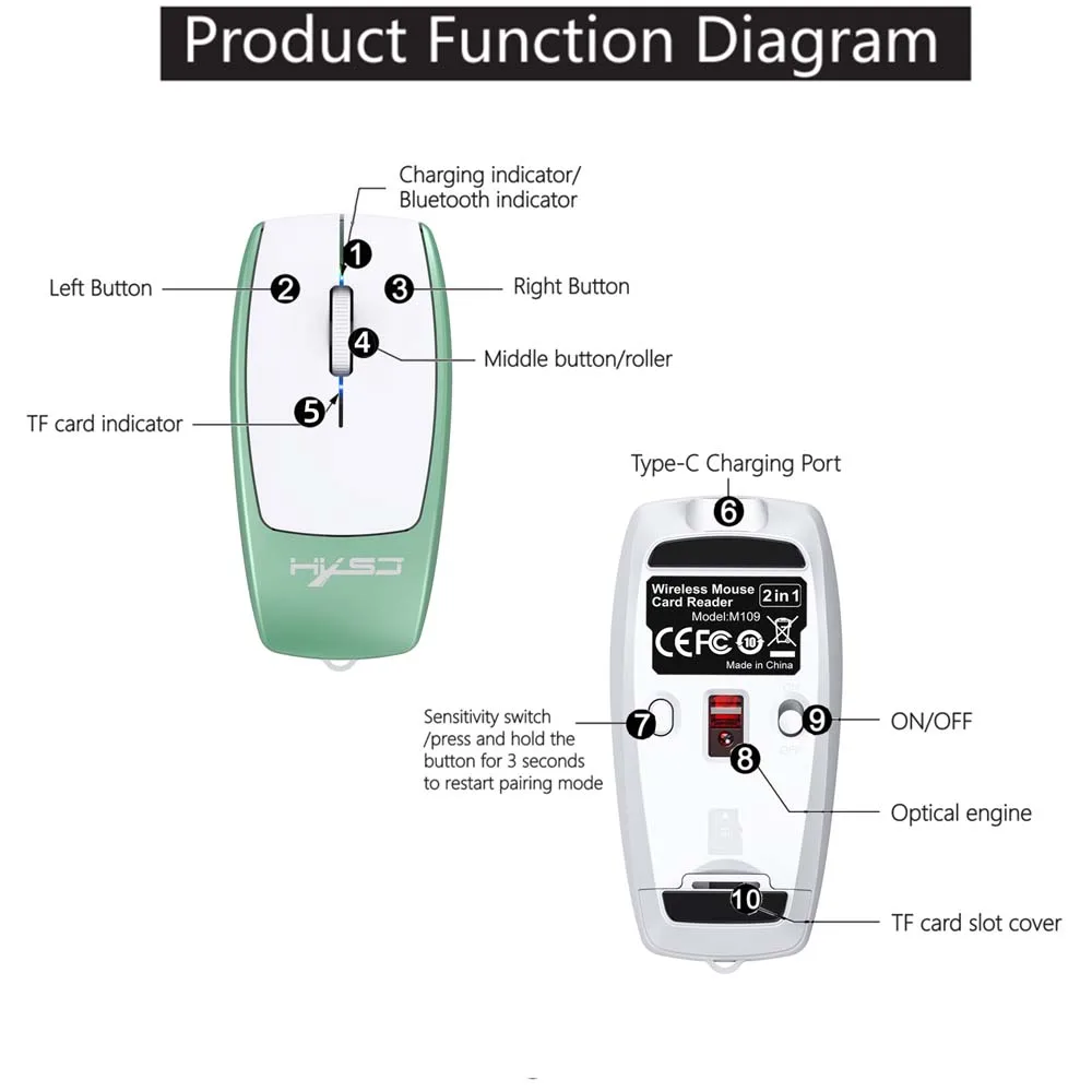 Wireless Bluetooth Mouse with Green Accents 6 Wireless Bluetooth Mouse with Green Accents - Image 6