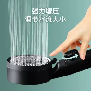 Black High-Pressure Shower Head with 5 Modes 14 S5454e18fb7604a719385fa2eabdbf60de