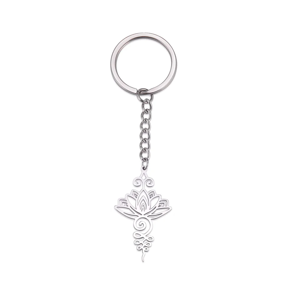 Stainless Steel Lotus Keychain for Spiritual Symbolism 7 Stainless Steel Lotus Keychain for Spiritual Symbolism - Image 7