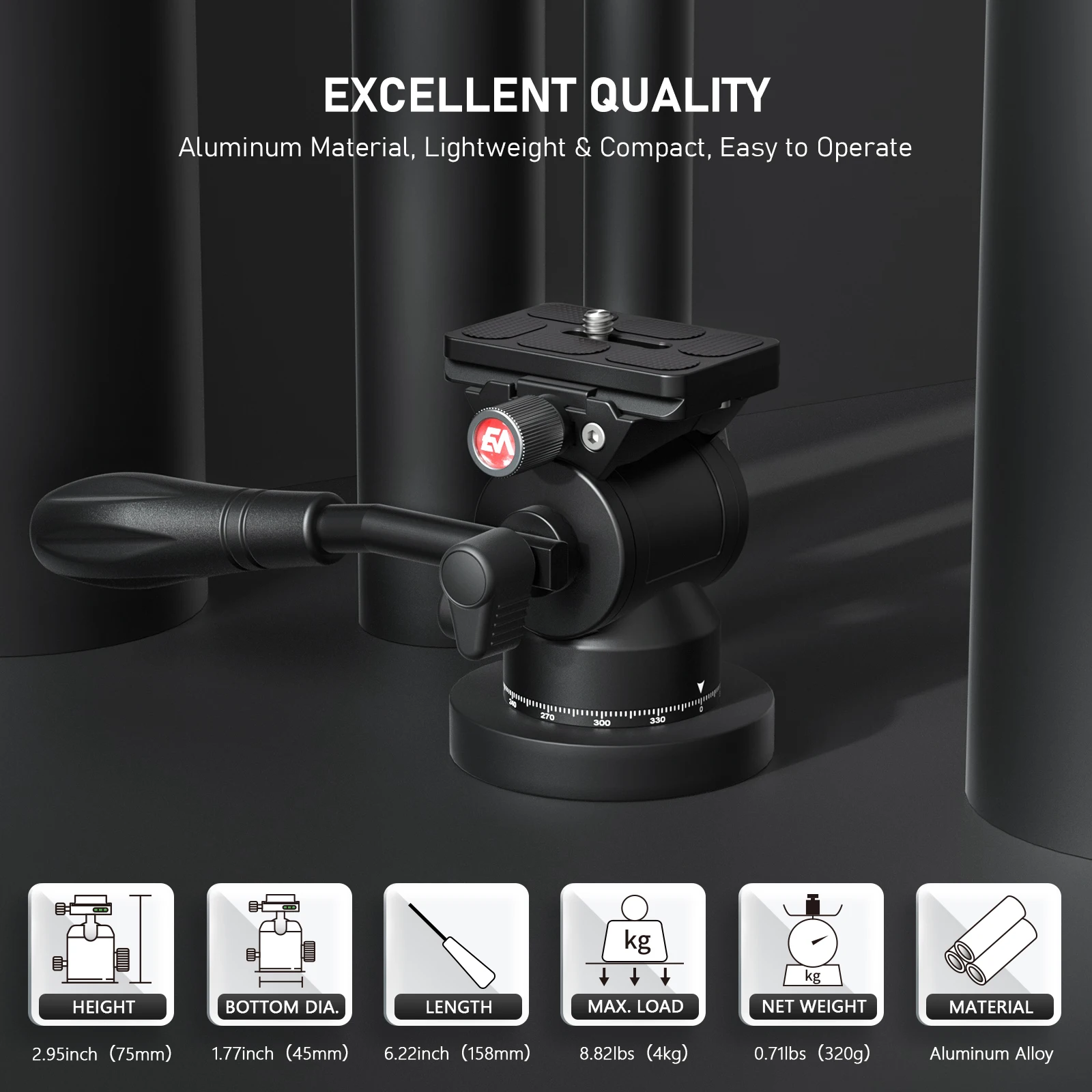 EVUMO V1N Mini Hydraulic Video Head 3 EVUMO V1N Mini Hydraulic Video Head - Image 3