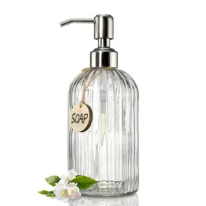 Elegant 400ml Glass Soap Dispenser with Stainless Steel Pump 13 S554a4724e0f9439a892e3a6f57dd5442I