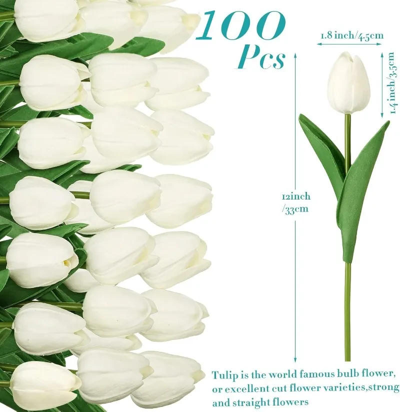 White Artificial Tulip Bouquet for Decor 2 White Artificial Tulip Bouquet for Decor - Image 2