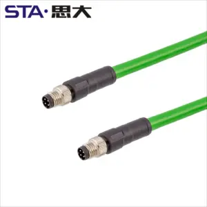 Industrial M8 to RJ45 Shielded Ethernet Cable 1m 12 S558aee8041614eafb649cbcc000e63b11