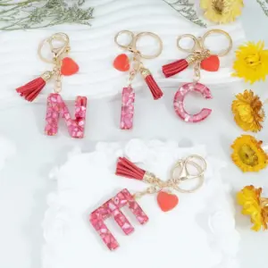 Colorful Initial Letter Keychain for Women