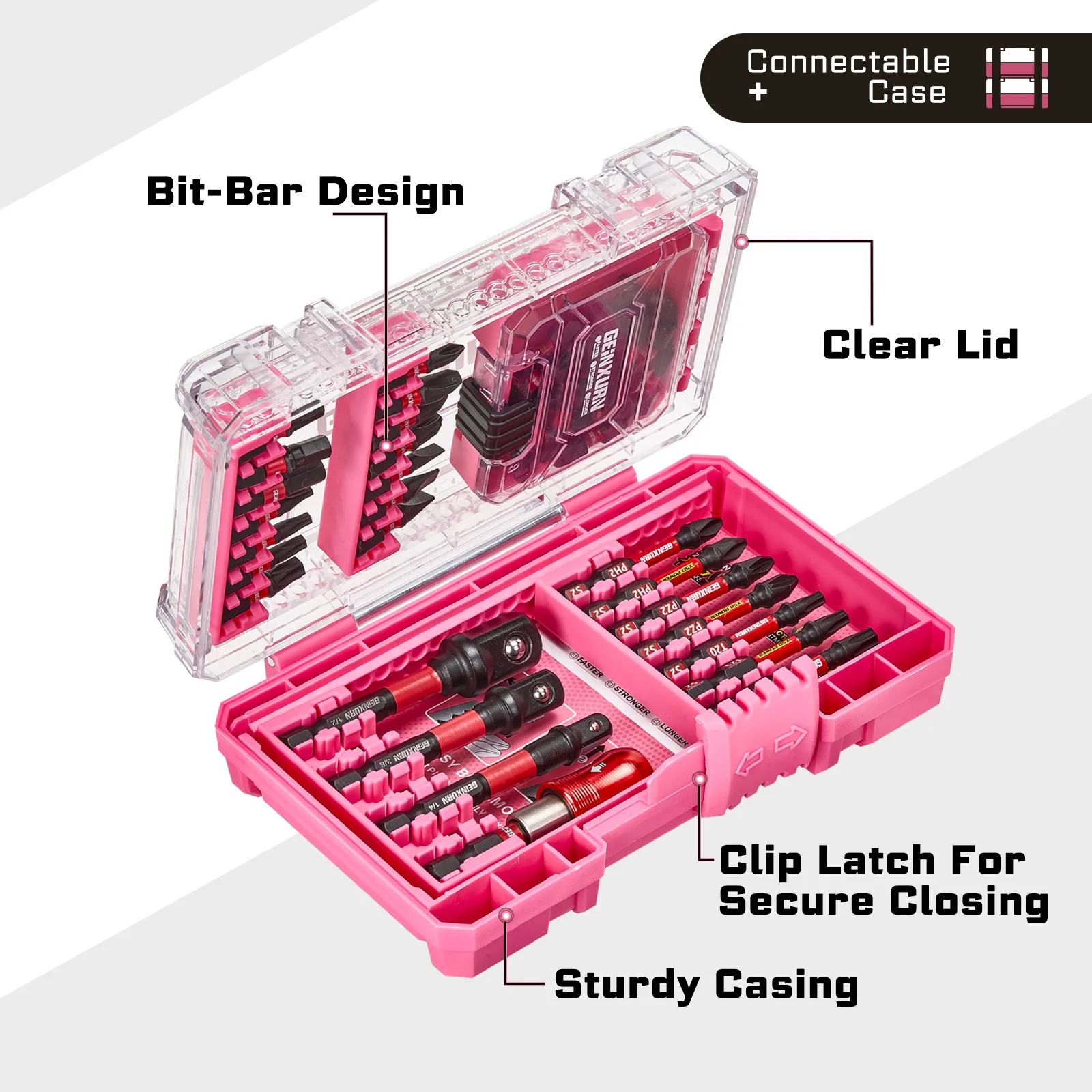 Pink 45-Piece Impact Screwdriver Bit Set 4 Pink 45-Piece Impact Screwdriver Bit Set - Image 4
