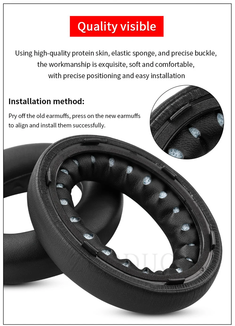 Bose QC Ultra Replacement Ear Pads Black Grey White 4 Bose QC Ultra Replacement Ear Pads Black Grey White - Image 4