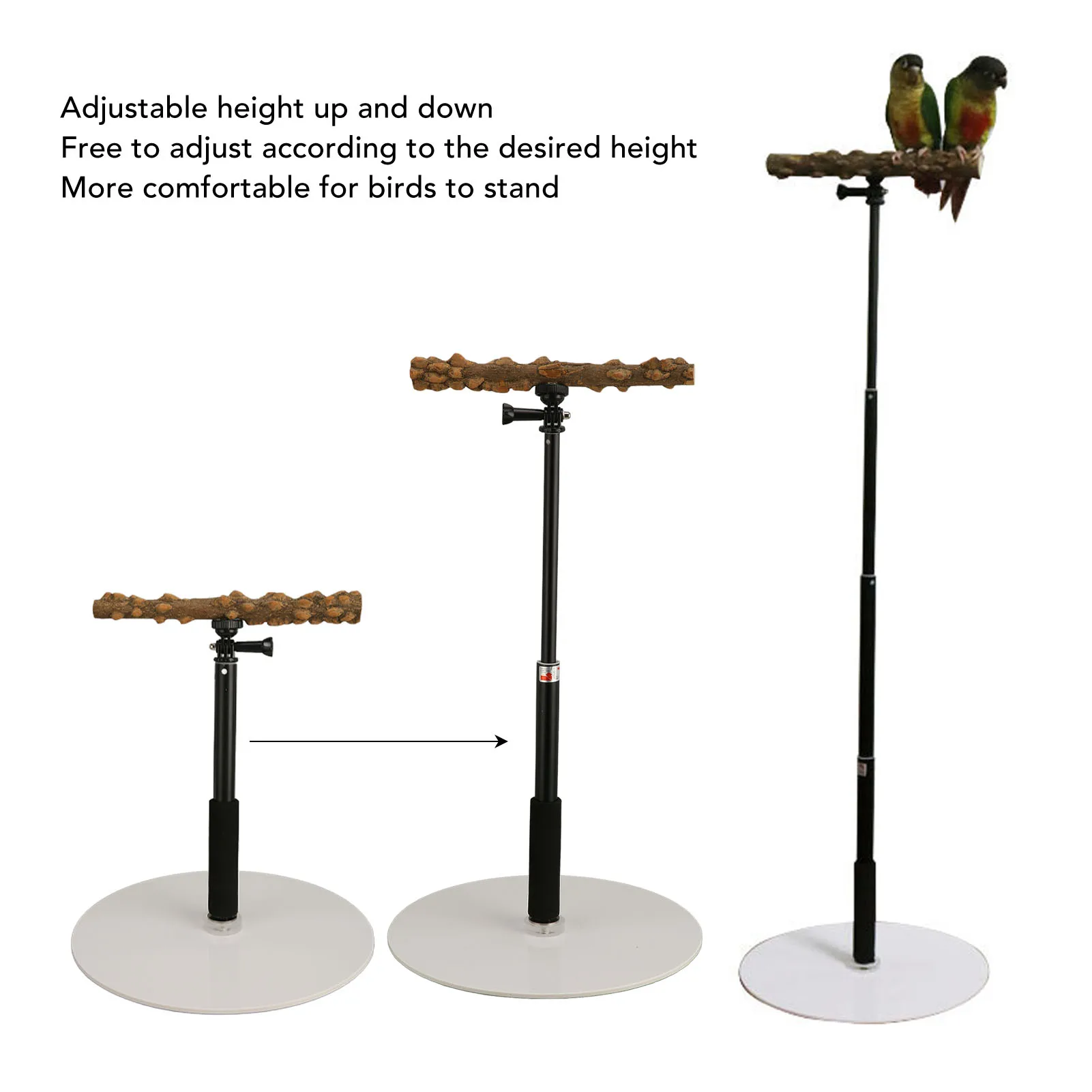 Adjustable Bird Perch Stand with Wooden Bar 5 Adjustable Bird Perch Stand with Wooden Bar - Image 5
