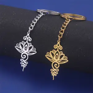 Stainless Steel Lotus Keychain for Spiritual Symbolism 11 S574620c7c08144349c053ec49e40ca64h