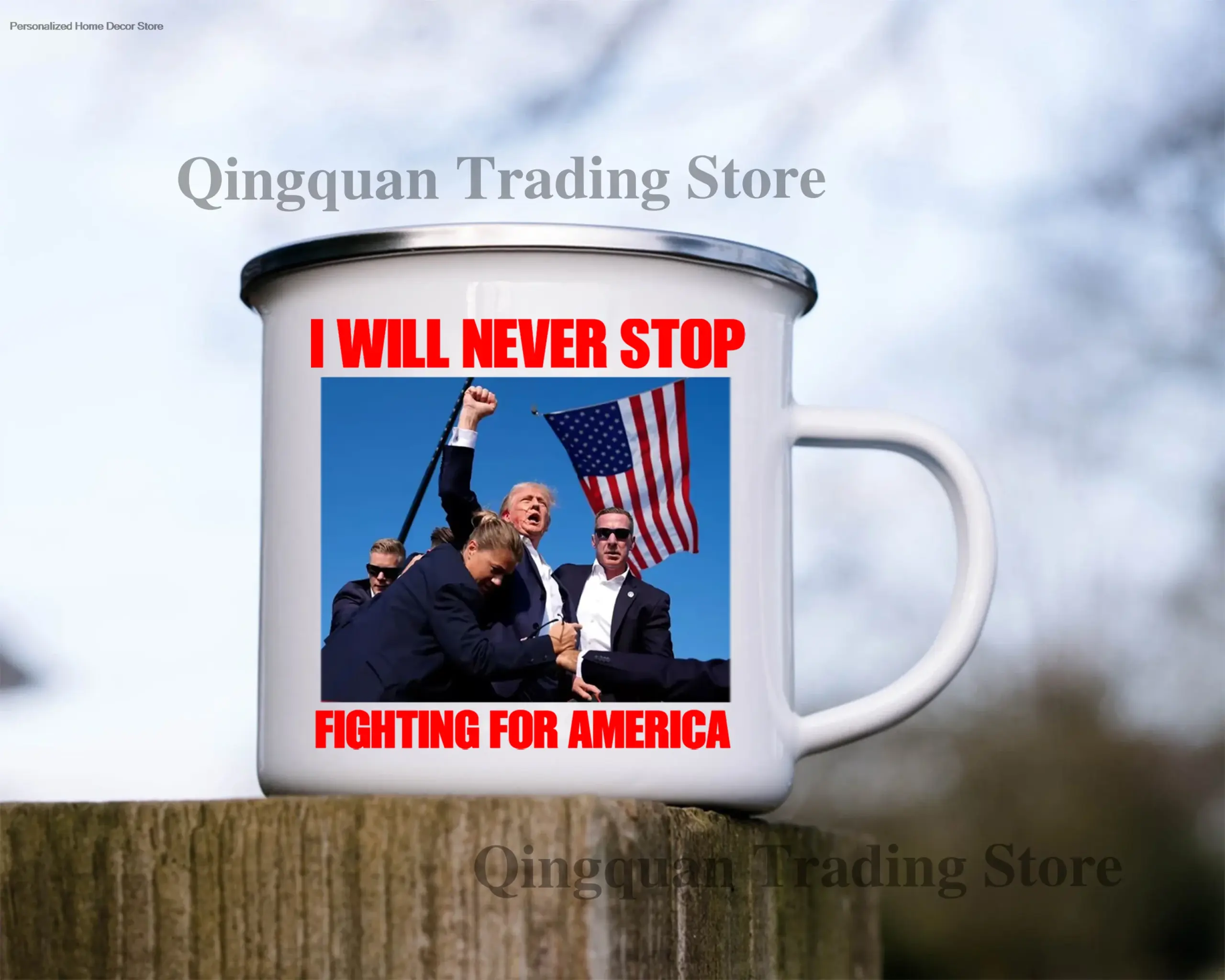 Patriotic Ceramic Coffee Mug with American Flag Design 2 Patriotic Ceramic Coffee Mug with American Flag Design - Image 2