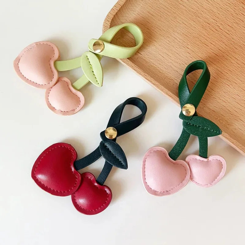 Cherry-Themed Leather Keychain for Women 1 Cherry-Themed Leather Keychain for Women