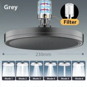 230mm Modern Rainfall Shower Head with 6 Modes 17 S581fd5b8b30d4b6397272e66d1ecea71v 1
