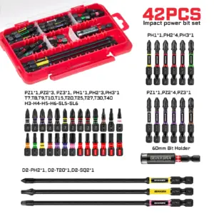 42-Piece Impact Screwdriver Bit Set with Color Coding 15 S59156dcc058a43648a2e7d5202ed88c1Z