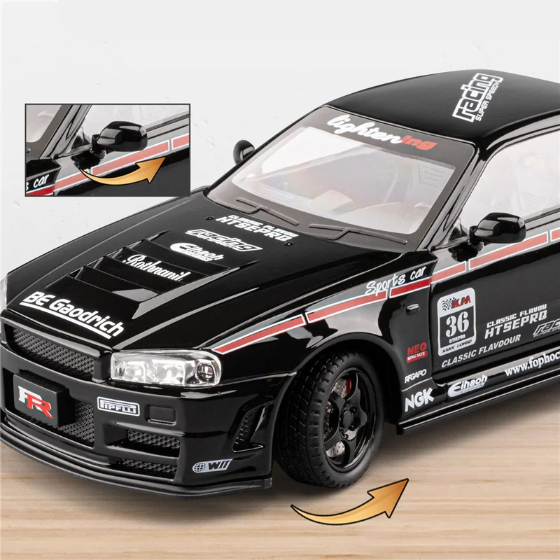 Gold Nissan Skyline R34 GT-R Model 1:24 Scale 5 Gold Nissan Skyline R34 GT-R Model 1:24 Scale - Image 5