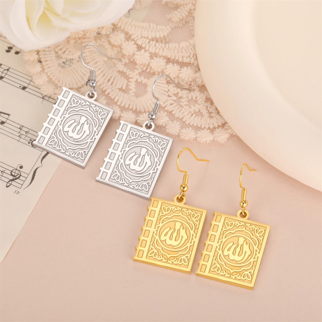 Stainless Steel Islamic Allah Earrings 5 Stainless Steel Islamic Allah Earrings - Image 5