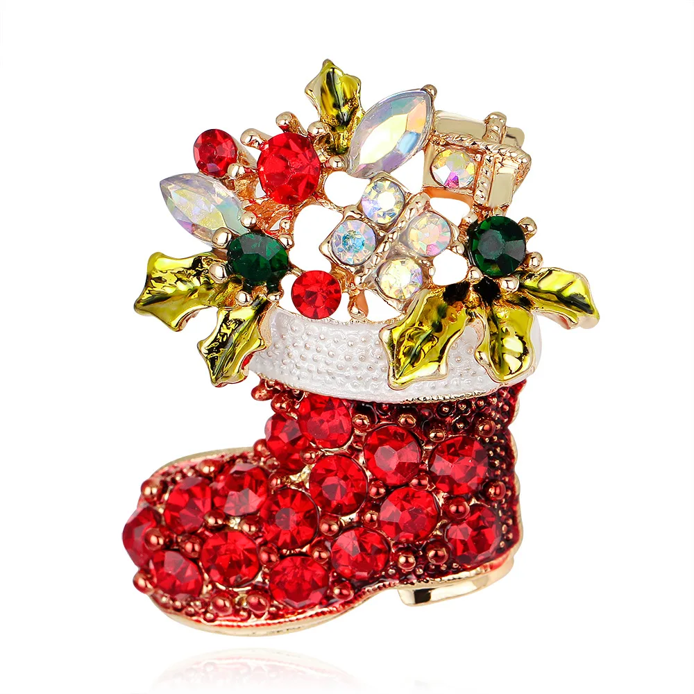 Festive Christmas Brooch with Rhinestones 3 Festive Christmas Brooch with Rhinestones - Image 3