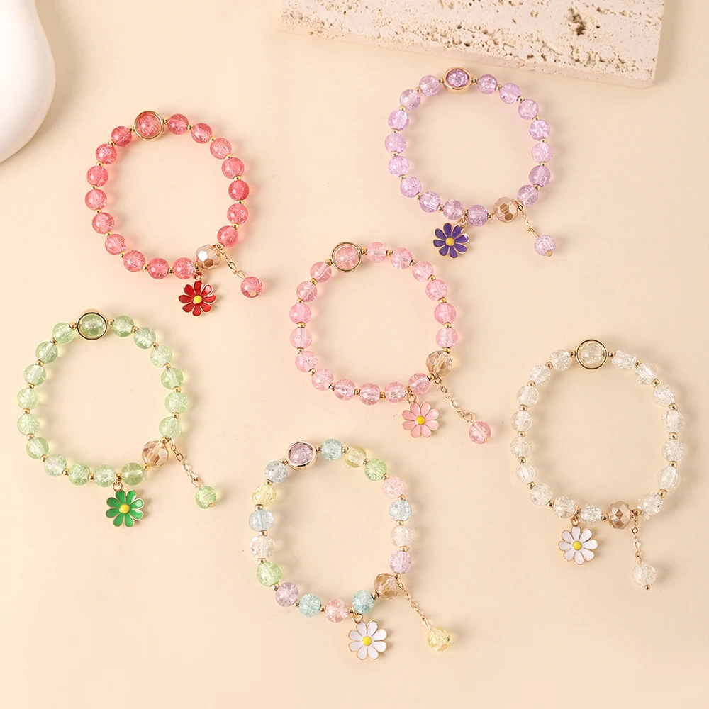 Vibrant Daisy Crystal Beaded Bracelets Set 2 Vibrant Daisy Crystal Beaded Bracelets Set - Image 2