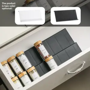 Adjustable Spice Drawer Organizer in White or Black 14 S5a8daa5b011e49608feee3f6a69301a3T