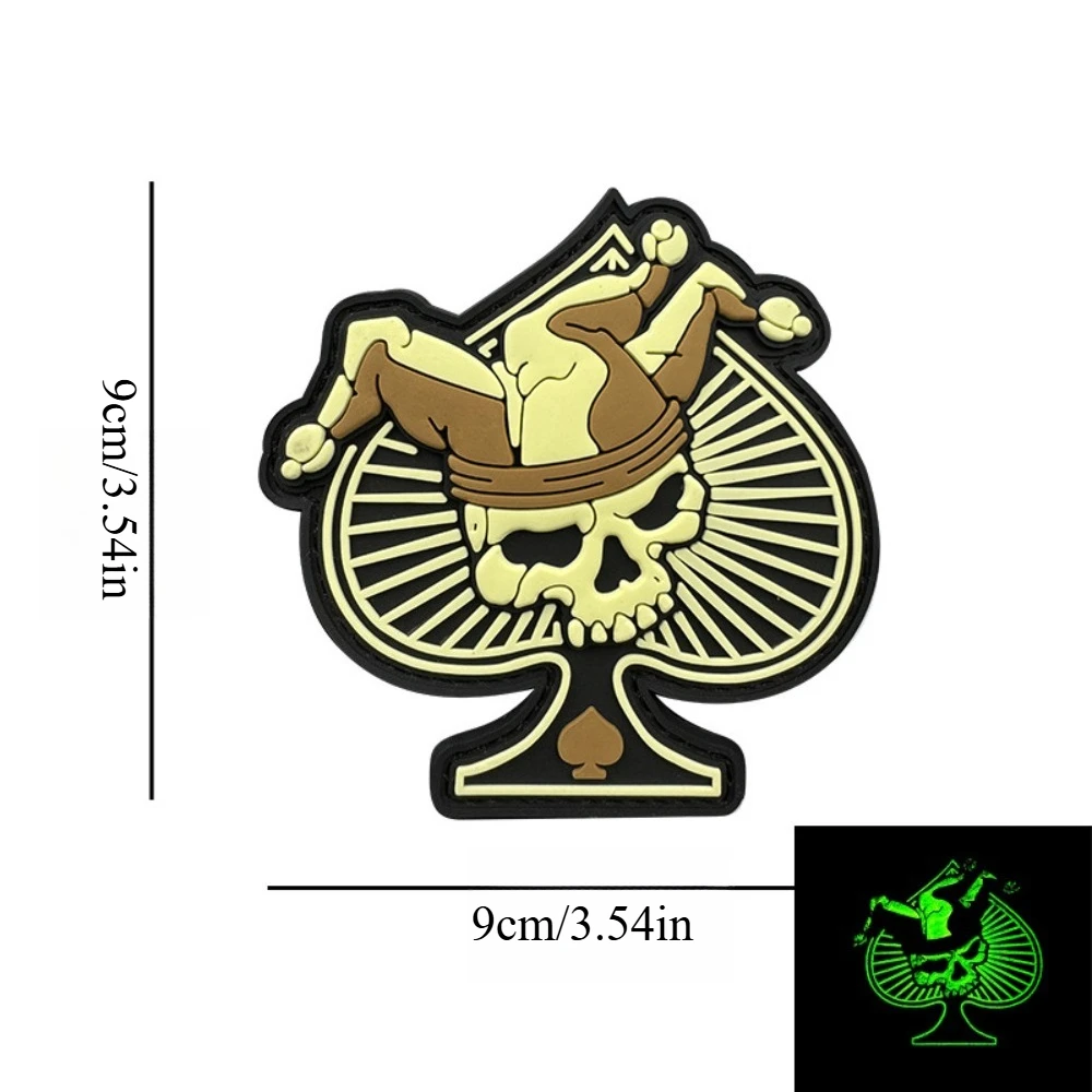 Joker Skeleton Spades PVC Patch in Vibrant Colors 4 Joker Skeleton Spades PVC Patch in Vibrant Colors - Image 4